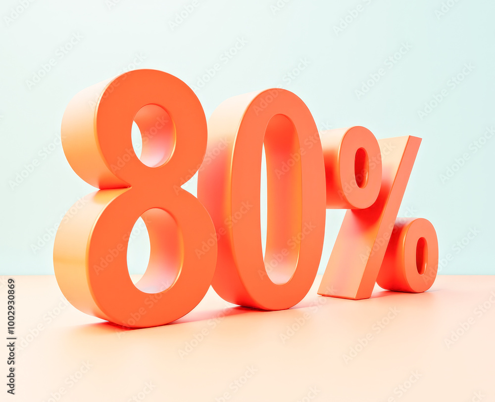 80 percent, 3D multicolored sign 80 percent, 3D multicolored sign