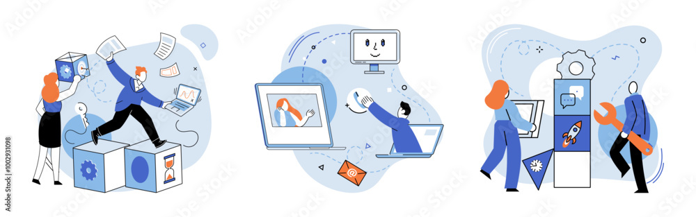 Work together vector illustration. The projects success hinges on effective collaboration among team members The work together metaphor illustrates importance collective effort and shared aspirations