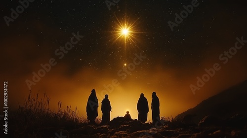 The Wise Men journey through the night towards the manger to encounter baby Jesus