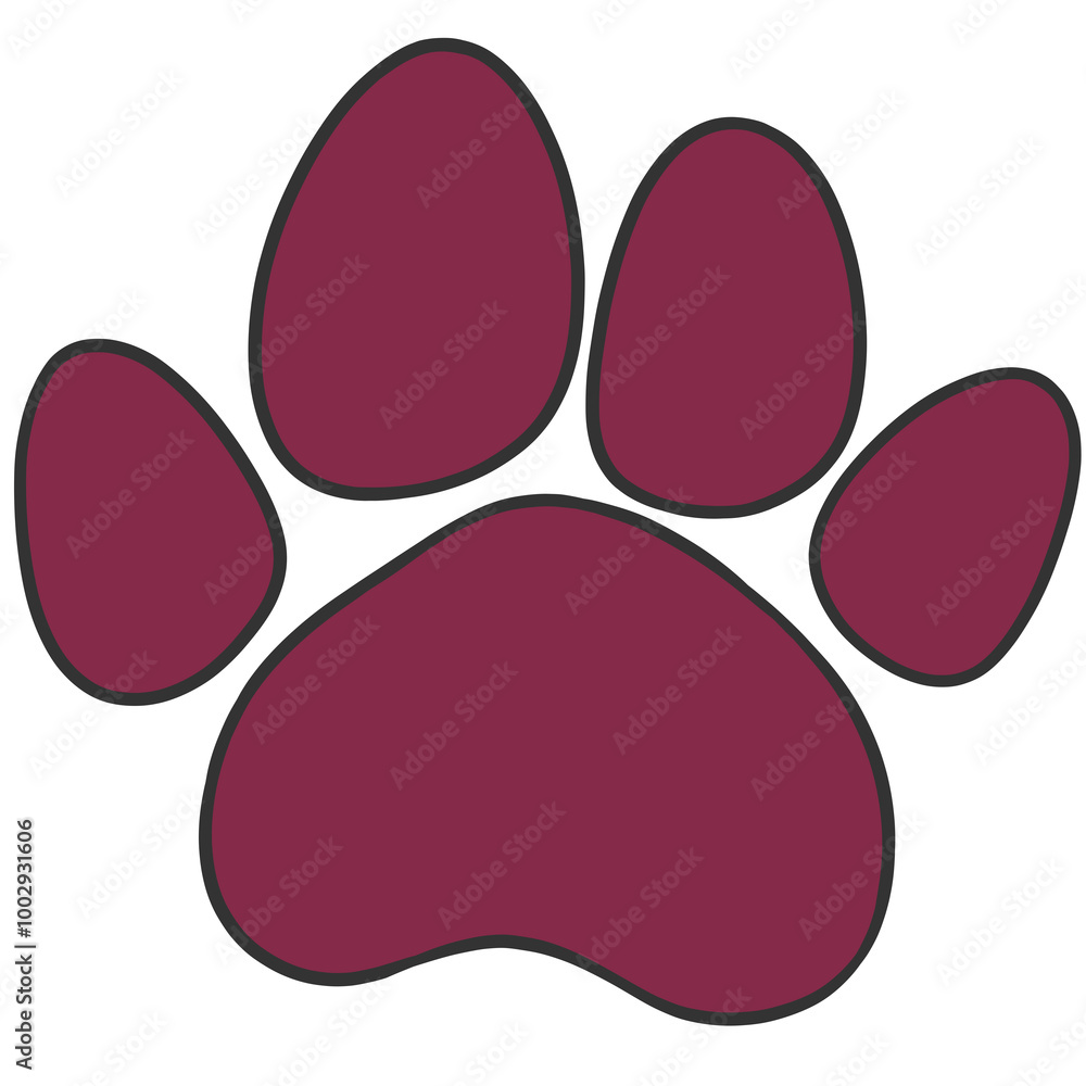 black outline maroon animal paw illustration black outline maroon animal paw illustration