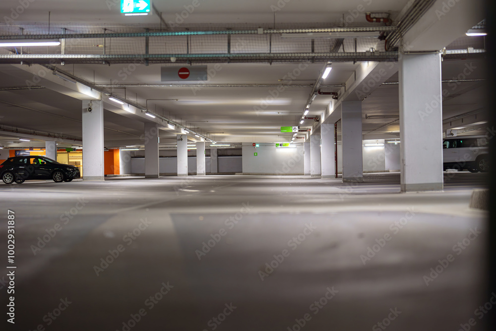 Car parked in the underground parking lot. Car parked in the underground parking lot.