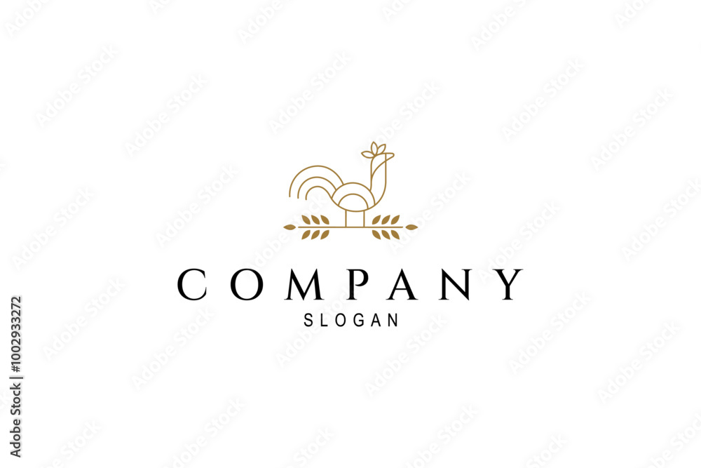 rooster logo with rice in line art design style rooster logo with rice in line art design style