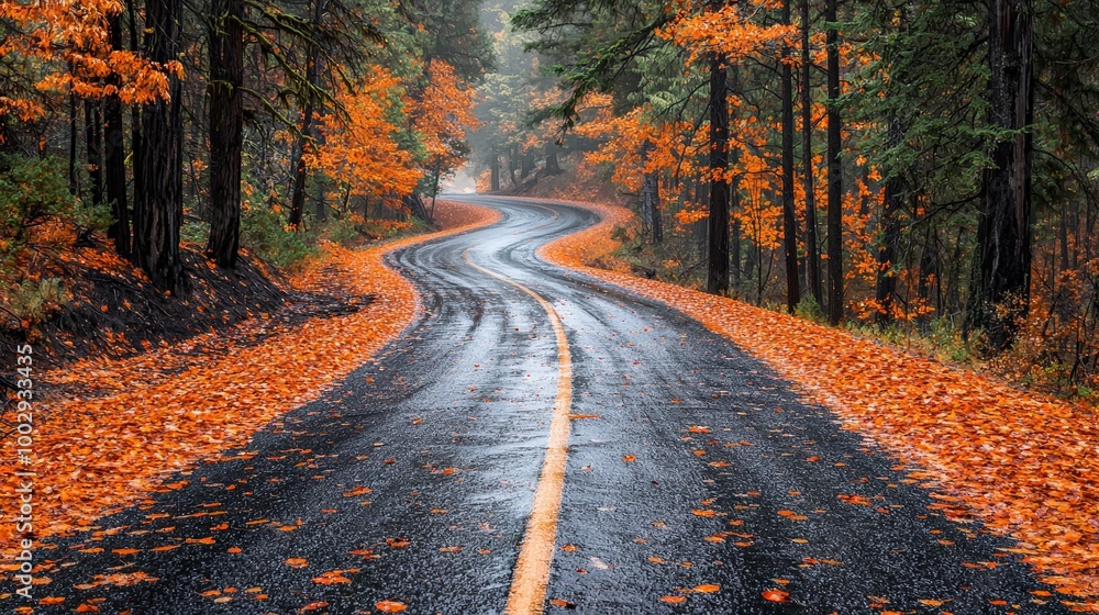 Fototapeta premium Misty autumn morning in Yosemite