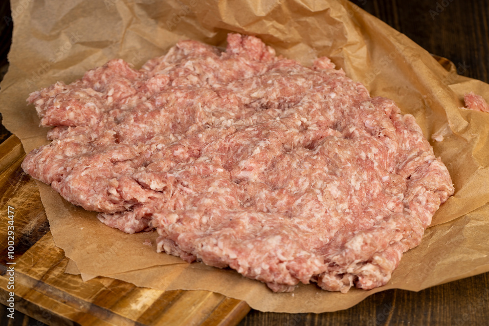 Fototapeta premium fresh minced pork with bacon