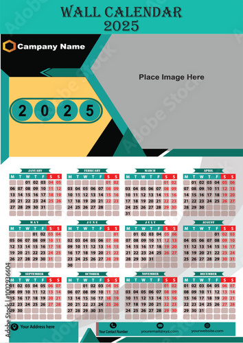 Modern 2025 Half Poli wall calendar design, perfect for efficient event planning, scheduling, and adding a sleek touch to your home or office decor.