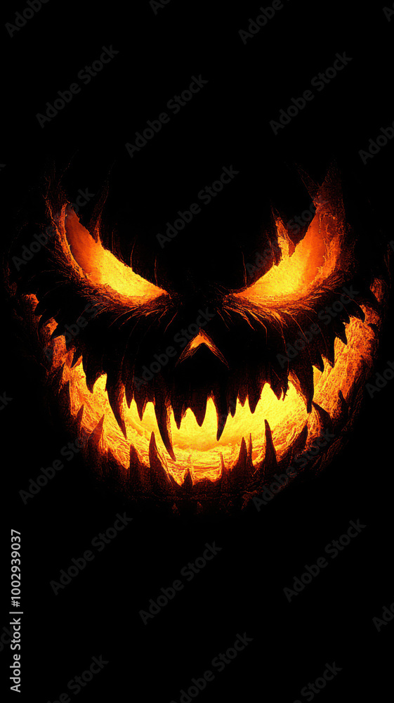 Eerie Jack-o'-lantern on Black Background Eerie Jack-o'-lantern on Black Background