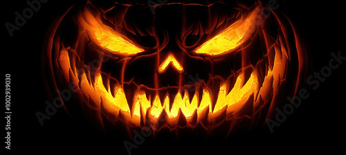 Glowing Jack-o'-lantern Face at Night