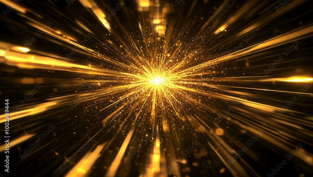 A radiant golden light explosion with a motion blur effect on a dark... A radiant golden light explosion with a motion blur effect on a dark...