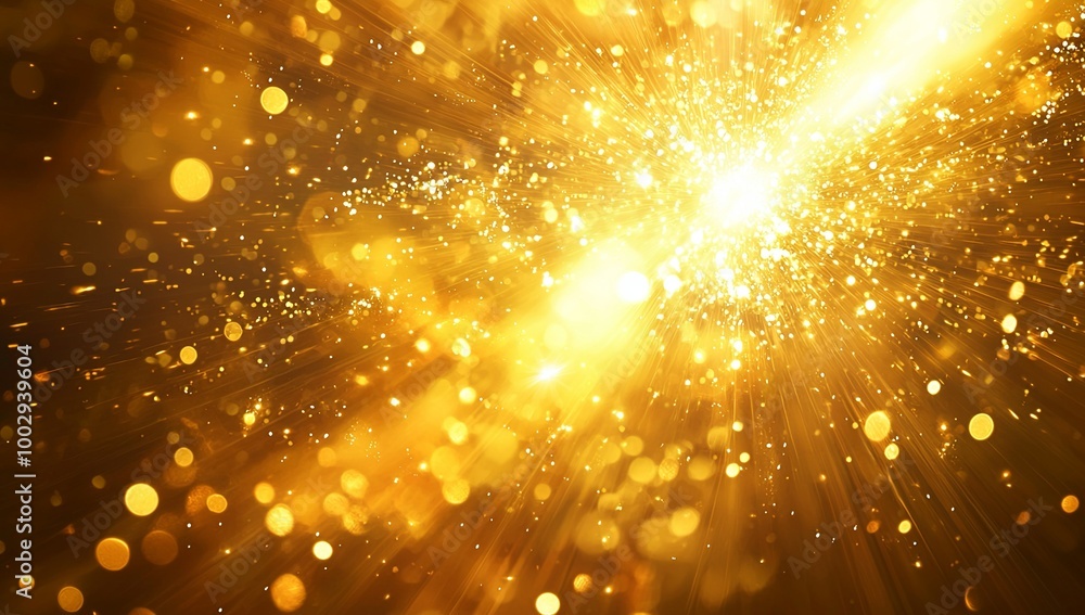 A radiant golden light rays background with an explosion of energy and lens... A radiant golden light rays background with an explosion of energy and lens...