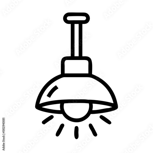 Modern pendant luminaire with bulb and light rays