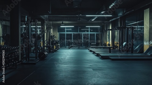 Empty modern fitness center interior