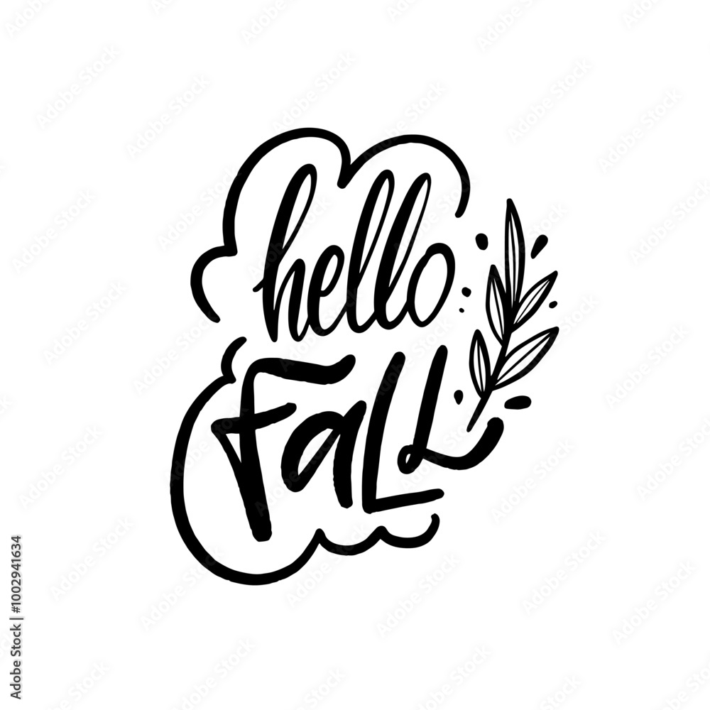 Obraz premium Hello Fall A Beautifully Crafted Typography Design Inspired by the Autumn Season