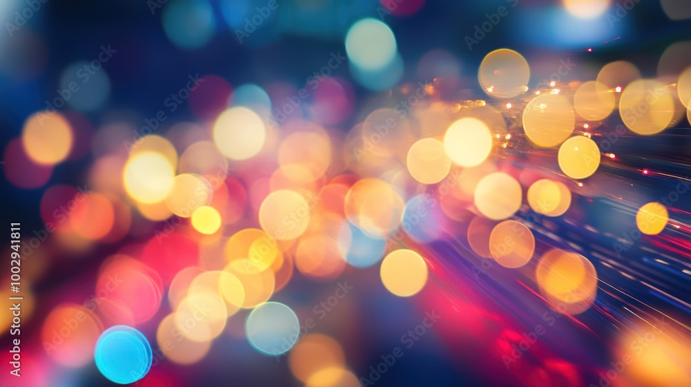 Fototapeta premium Vibrant Light Trails in Colorful Night Scene