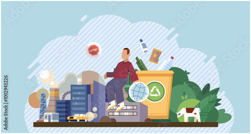 Climate change. Save the planet. Waste pollution. Earth pollution demands immediate solutions to ensure healthier planet By choosing renewable resources, we contribute to mitigating climate change