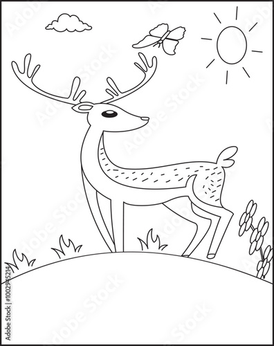A deer head is shown in a drawing Book of a deer For Kids.