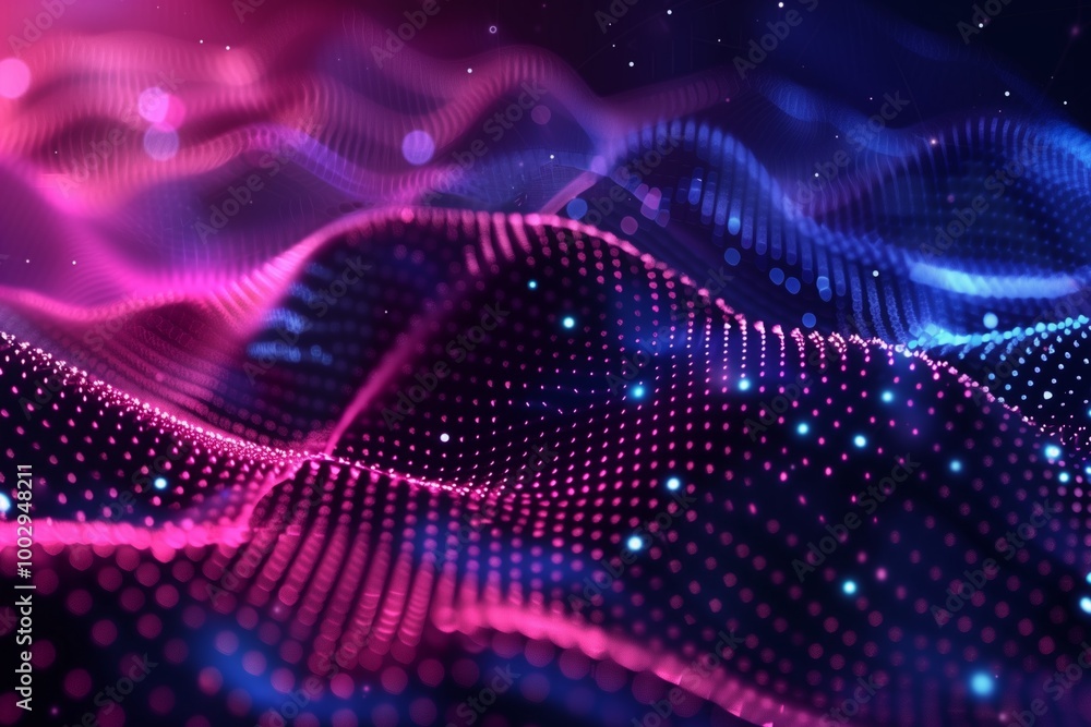 A purple and blue wave with a lot of dots A purple and blue wave with a lot of dots