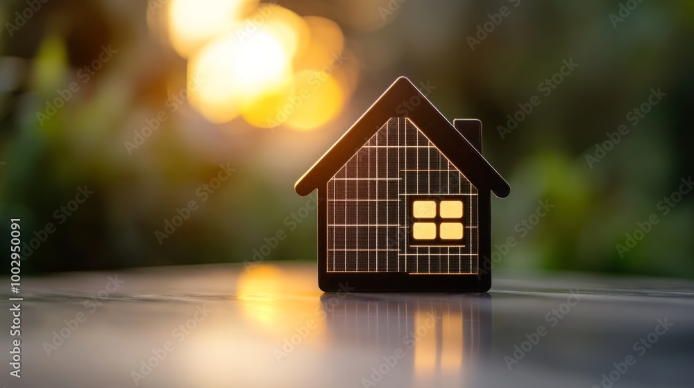 Eco-friendly House Icon with Integrated Solar Panel, Representing Sustainable Living and Green Energy Efficiency. Modern Home Design with Free Copy Space for Text. Eco-friendly House Icon with Integrated Solar Panel, Representing Sustainable Living and Green Energy Efficiency. Modern Home Design with Free Copy Space for Text.