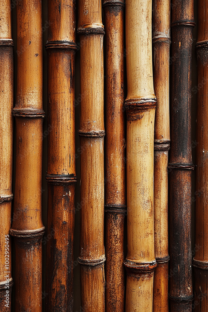 Bamboo wall background, bamboo texture, wooden background, brown color, close-up of bamboo sticks, simple composition Bamboo wall background, bamboo texture, wooden background, brown color, close-up of bamboo sticks, simple composition
