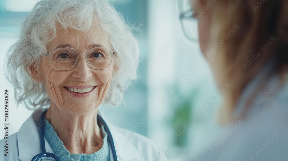 Elderly patient smiling while doctor takes notes, building a trusting relationship, doctor and patient, trust, consultation
