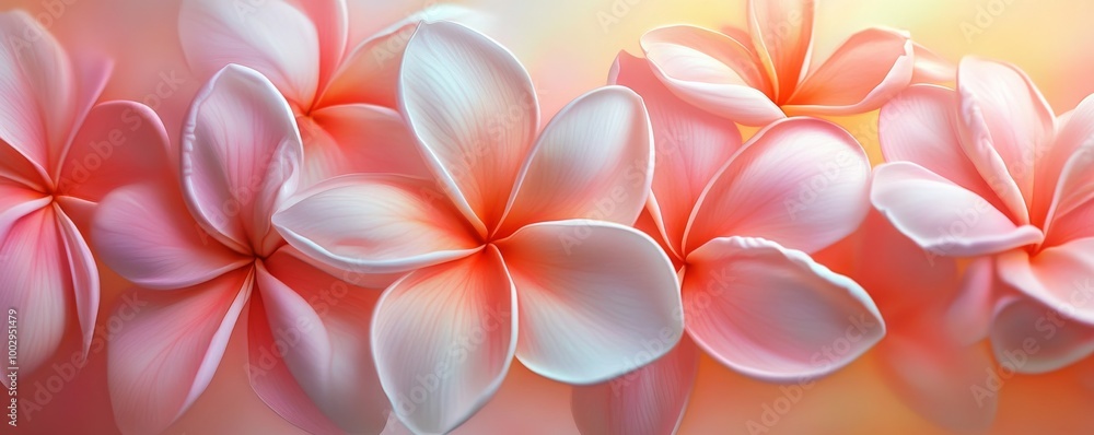 Pink and white plumeria flowers with warm Pink and white plumeria flowers with warm