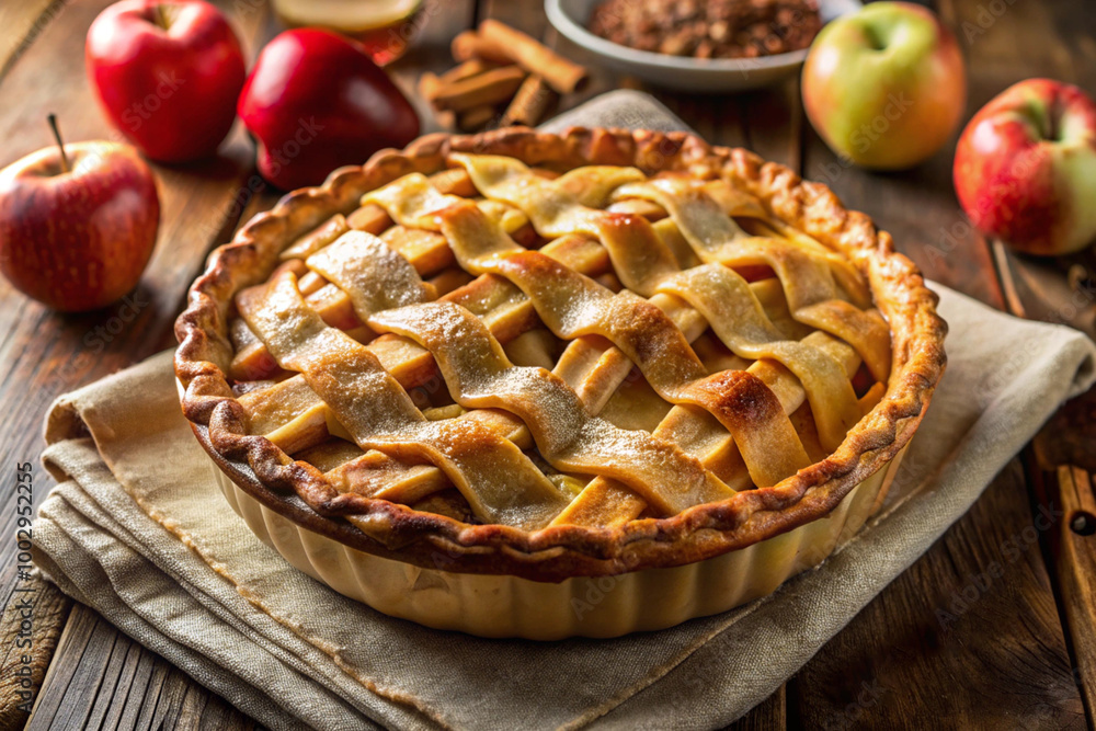 Homemade apple pie on a wooden table Homemade apple pie on a wooden table