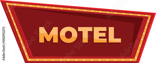 Red motel sign with light bulbs advertising lodging for travelers