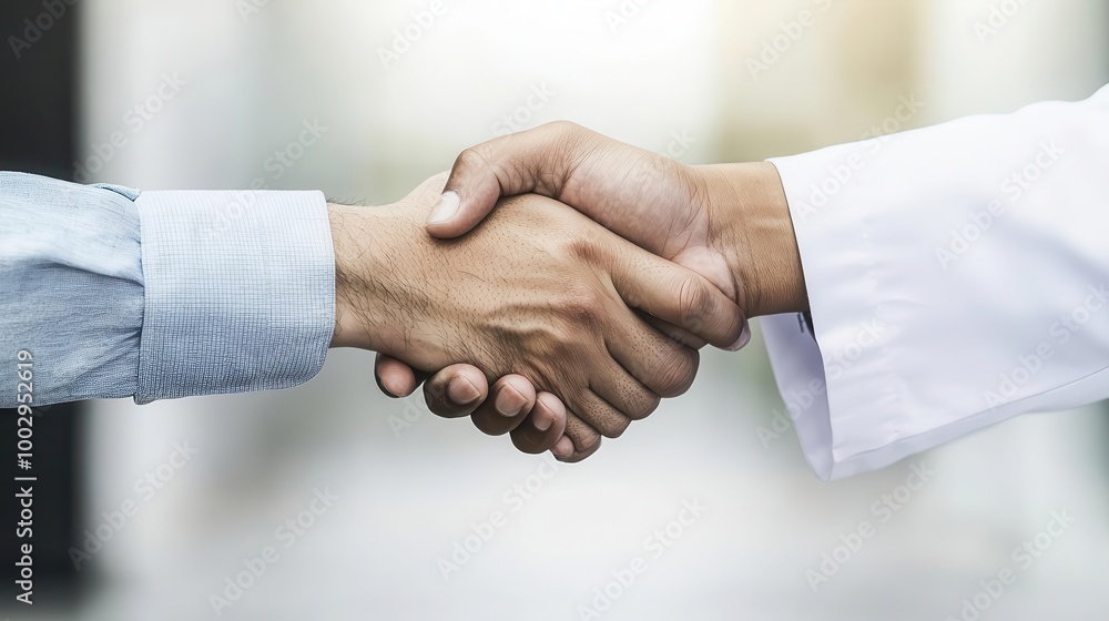 Patient shaking hands with doctor after consultation, a visual expression of trust, doctor and patient, trust, consultation Patient shaking hands with doctor after consultation, a visual expression of trust, doctor and patient, trust, consultation