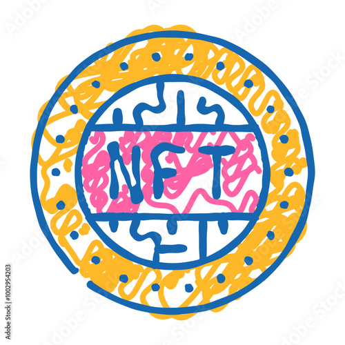 nft token doodle icon sketch vector. nft token sign. isolated symbol illustration
