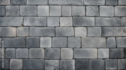 A seamless pattern of square, gray stone bricks arranged neatly in rows. The texture is uniform, making it perfect for backgrounds, architectural designs, or material reference.