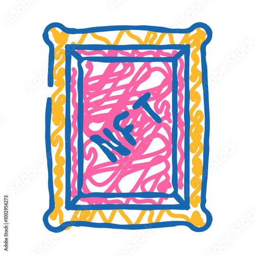 nft digital painting doodle icon sketch vector. nft digital painting sign. isolated symbol illustration