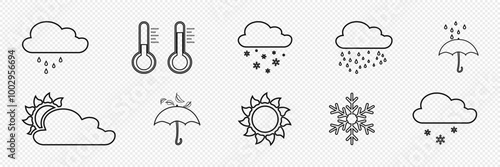 Weather icons, bad weather, sunny weather, Vector on white background.