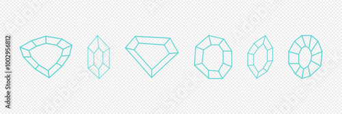 Set of brilliant diamonds in flat style. Vector. On a white background.