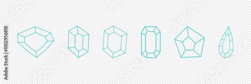 Set of brilliant diamonds in flat style. Vector. On a white background.