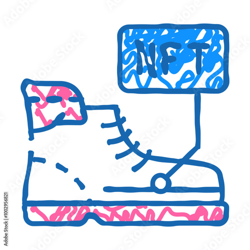 virtual blockchain-based sneakers doodle icon sketch vector. virtual blockchain-based sneakers sign. isolated symbol illustration