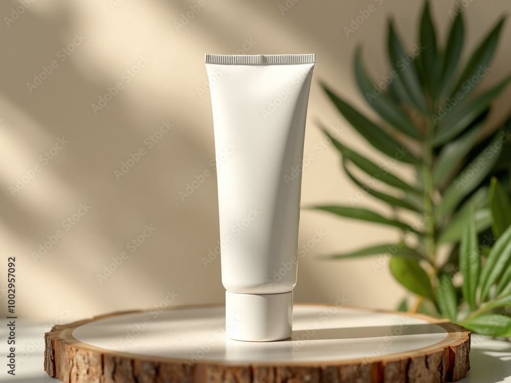 A blank white cosmetics tube for mockup stand with an isolated studio background. A blank white cosmetics tube for mockup stand with an isolated studio background.