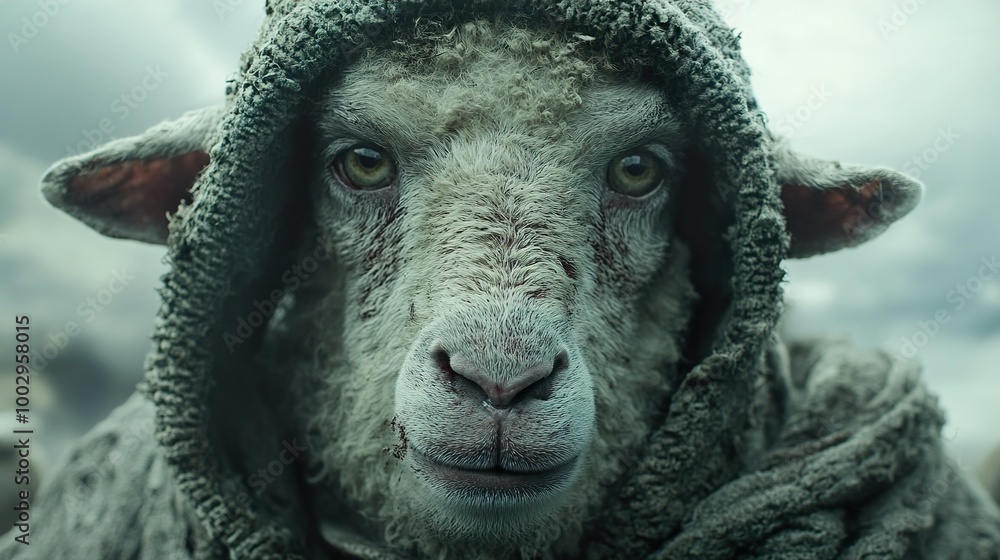 Close-Up Portrait of a Hooded Sheep Close-Up Portrait of a Hooded Sheep