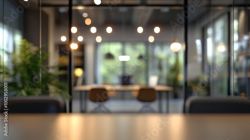 Wallpaper Mural Futuristic tech office interior with open space and warm lighting suited for virtual meetings Torontodigital.ca