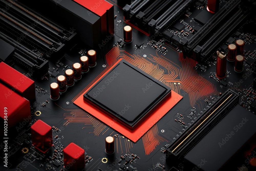 Fototapeta premium High-performance circuit board for gaming consoles with advanced graphics processing, circuit board, entertainment electronics