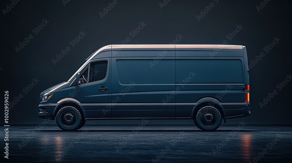 Cargo Van Isolated on Dark Background Cargo Van Isolated on Dark Background