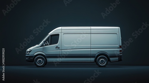 Cargo Van Isolated on Dark Background