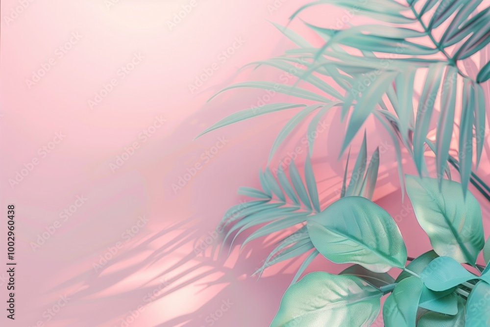 A leafy green plant with a pink background A leafy green plant with a pink background