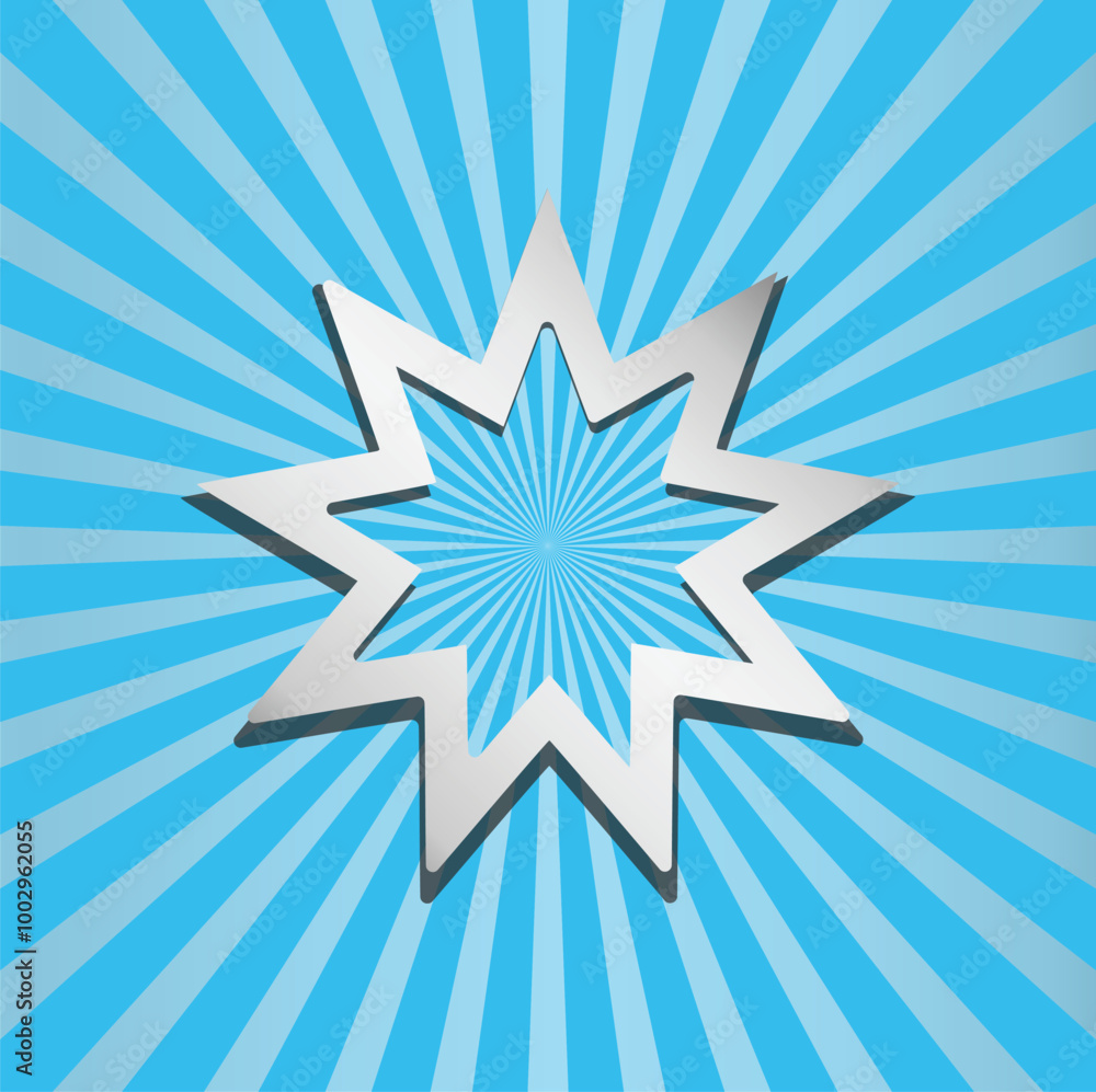 Bahai, religious icon. Vector illustration, flat design. Icon of Bahai Nine pointed star symbol. Vector illustration. Bahai, religious icon. Vector illustration, flat design. Icon of Bahai Nine pointed star symbol. Vector illustration.