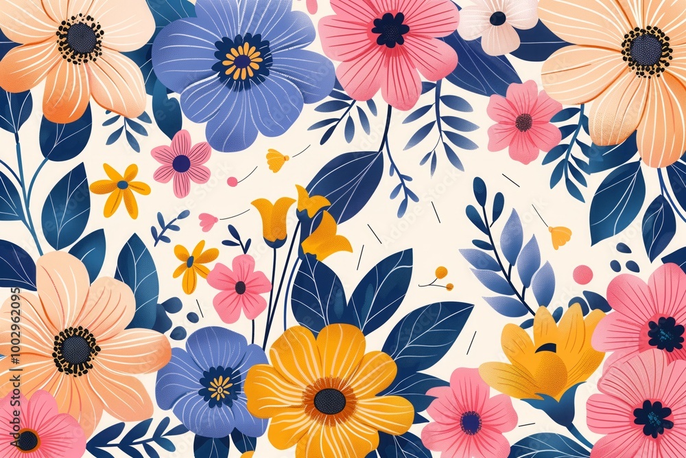 A blue background with a flowery border A blue background with a flowery border