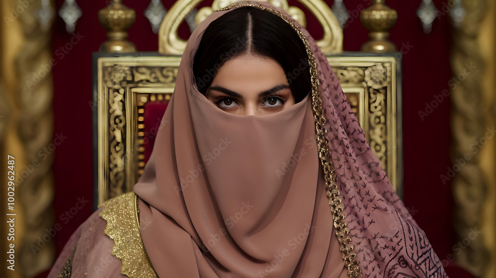 A photo of a mysterious woman with a veil, revealing only her intense eyes. She is adorned in a niqab, burqa, hijab, chador, and ghoonghat. A photo of a mysterious woman with a veil, revealing only her intense eyes. She is adorned in a niqab, burqa, hijab, chador, and ghoonghat.