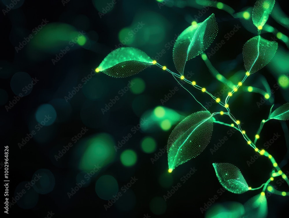 Glowing leaves with soft bokeh background Glowing leaves with soft bokeh background