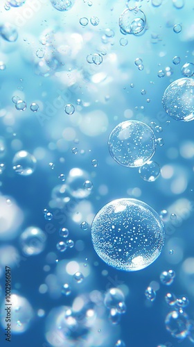 Wallpaper Mural Blue background with bubbles, underwater effect, bubbles floating in the air,... Torontodigital.ca