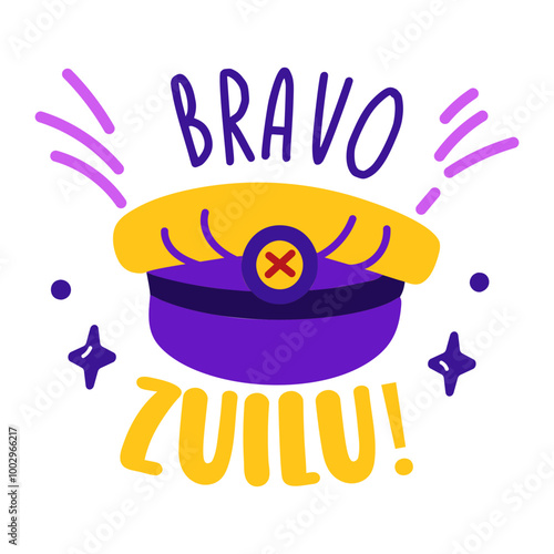 Bravo cap sticker in comic style 