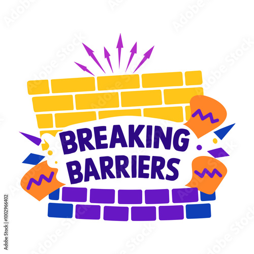 Breaking barriers sticker in flat style 