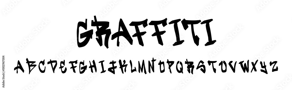 Gothic alphabet in graffiti style. Hand drawn monochrome letters in the musical style of punk and rock. Gothic alphabet in graffiti style. Hand drawn monochrome letters in the musical style of punk and rock.