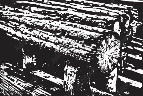 Old Weathered Rotten Cracked Square Timber Bollard, Bleached and Stained Blue, Vignette, Grunge Surface Texture Detail.